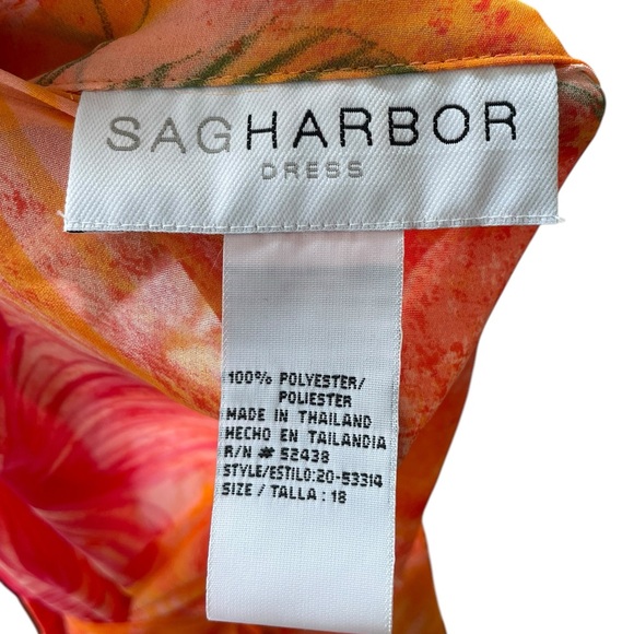 Sag Harbor Plus Size Orange Boho Tropical Summer Floral Two Piece Top Dress Set - Picture 8 of 8